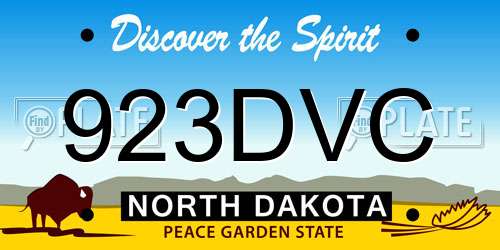 923DVC North Dakota License Plate