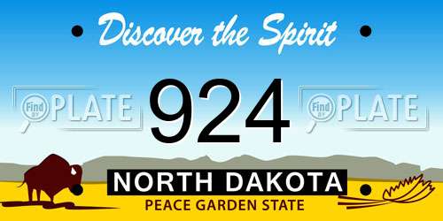 924 North Dakota License Plate