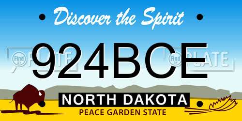 924BCE North Dakota License Plate