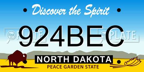 924BEC North Dakota License Plate