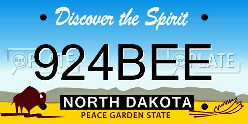 924BEE North Dakota License Plate