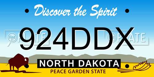 924DDX North Dakota License Plate