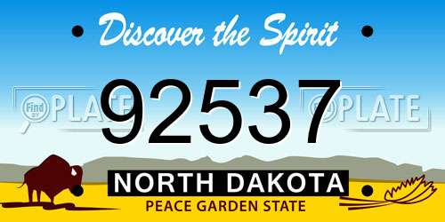 92537 North Dakota License Plate