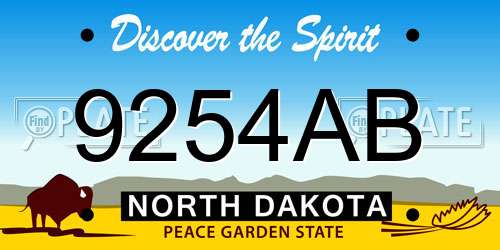 9254AB North Dakota License Plate