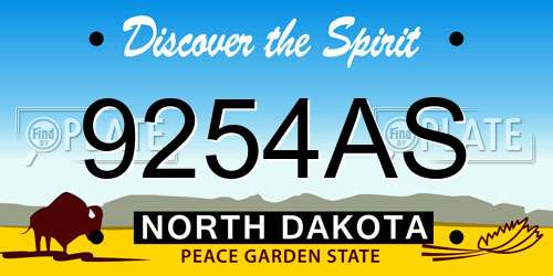 9254AS North Dakota License Plate