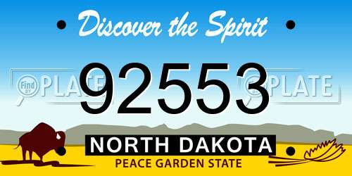 92553 North Dakota License Plate