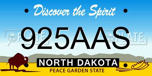 925AAS North Dakota License Plate
