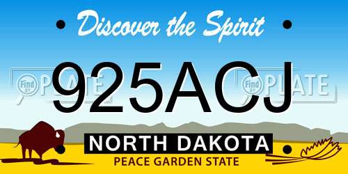 925ACJ North Dakota License Plate