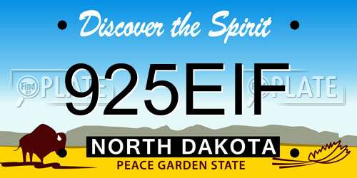 925EIF North Dakota License Plate