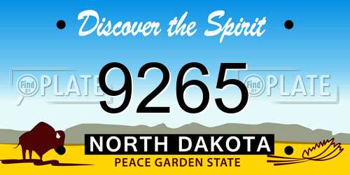 9265 North Dakota License Plate