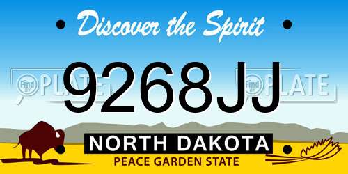 9268JJ North Dakota License Plate