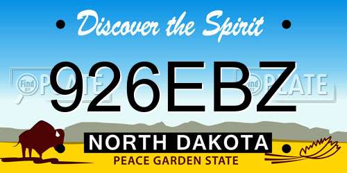 926EBZ North Dakota License Plate