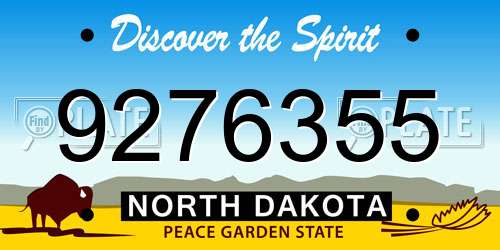 9276355 North Dakota License Plate