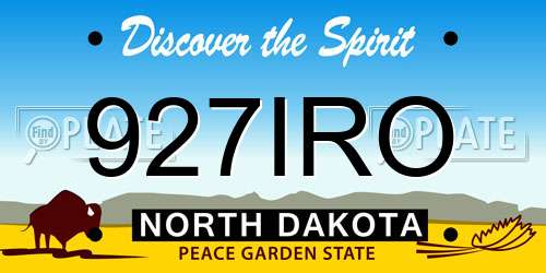 927IRO North Dakota License Plate