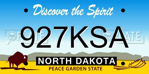 927KSA North Dakota License Plate