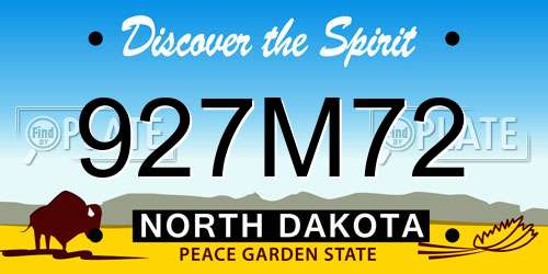 927M72 North Dakota License Plate