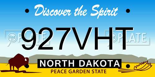 927VHT North Dakota License Plate