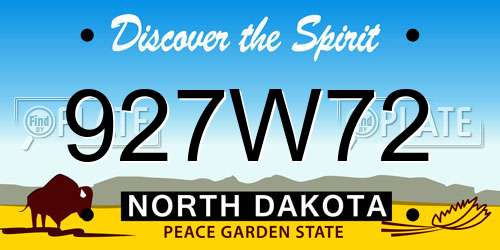 927W72 North Dakota License Plate
