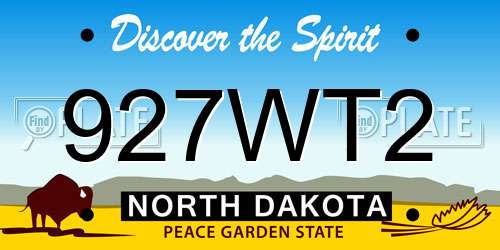 927WT2 North Dakota License Plate