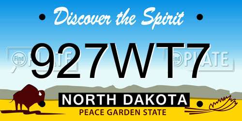 927WT7 North Dakota License Plate