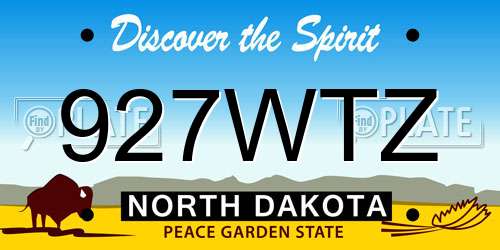 927WTZ North Dakota License Plate