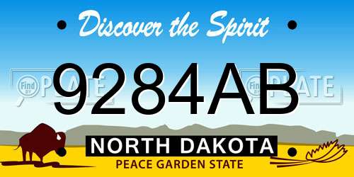 9284AB North Dakota License Plate