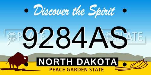 9284AS North Dakota License Plate
