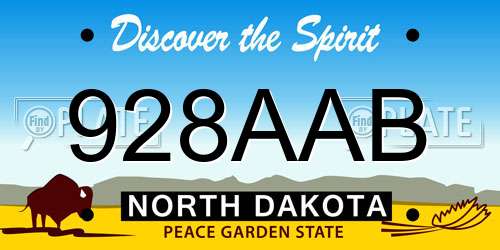928AAB North Dakota License Plate