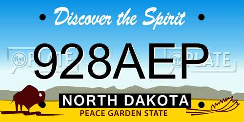 928AEP North Dakota License Plate