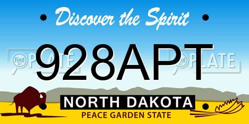 928APT North Dakota License Plate