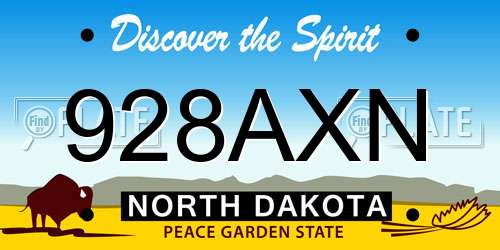 928AXN North Dakota License Plate