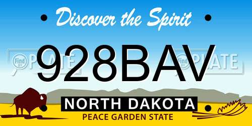 928BAV North Dakota License Plate