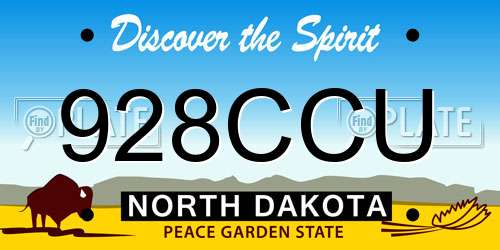 928CCU North Dakota License Plate