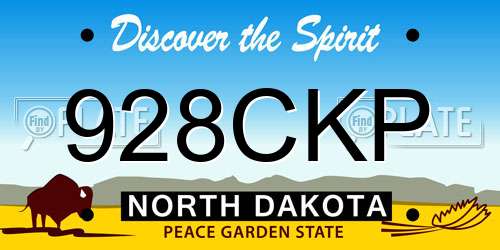 928CKP North Dakota License Plate