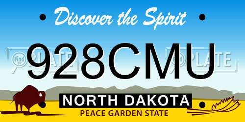 928CMU North Dakota License Plate