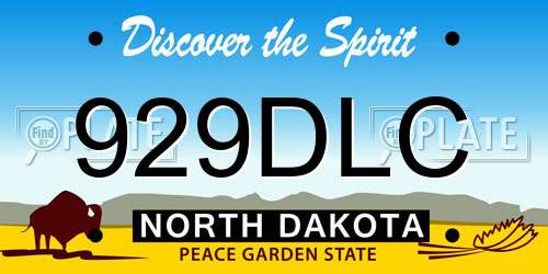 929DLC North Dakota License Plate