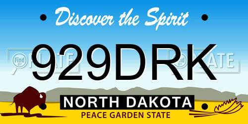929DRK North Dakota License Plate