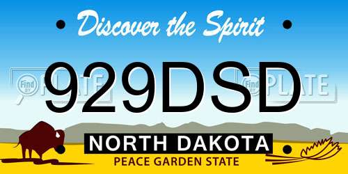 929DSD North Dakota License Plate