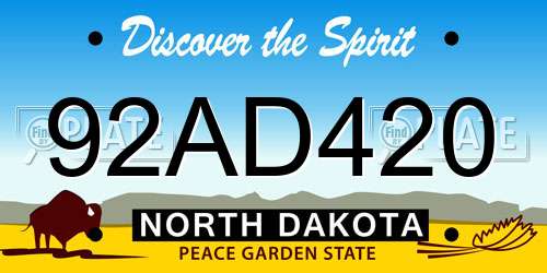 92AD420 North Dakota License Plate