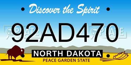 92AD470 North Dakota License Plate