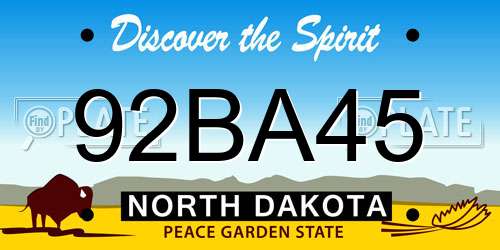 92BA45 North Dakota License Plate