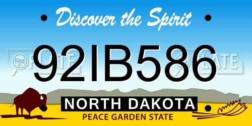 92IB586 North Dakota License Plate