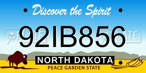 92IB856 North Dakota License Plate