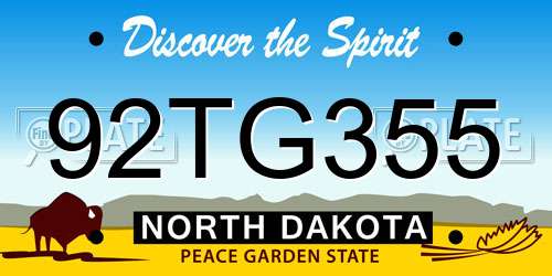 92TG355 North Dakota License Plate