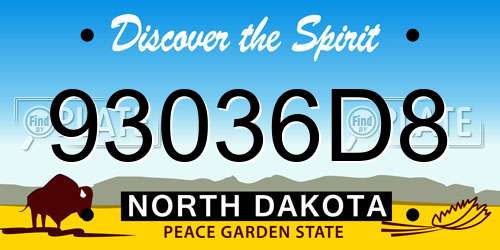 93036D8 North Dakota License Plate