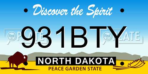 931BTY North Dakota License Plate