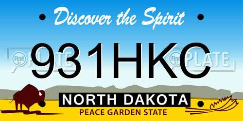 931HKC North Dakota License Plate