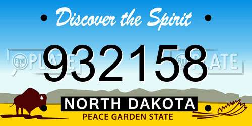 932158 North Dakota License Plate