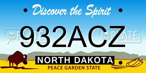 932ACZ North Dakota License Plate