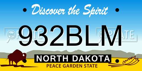 932BLM North Dakota License Plate